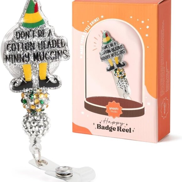 Other - Christmas Badge Reel, Christmas Elf Sparkly Glitter Retractable Badge Reel for N